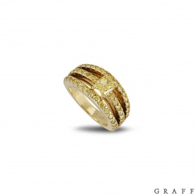 Graff Yellow Gold Fancy Vivid Yellow Diamond Dress Ring 0.92ct